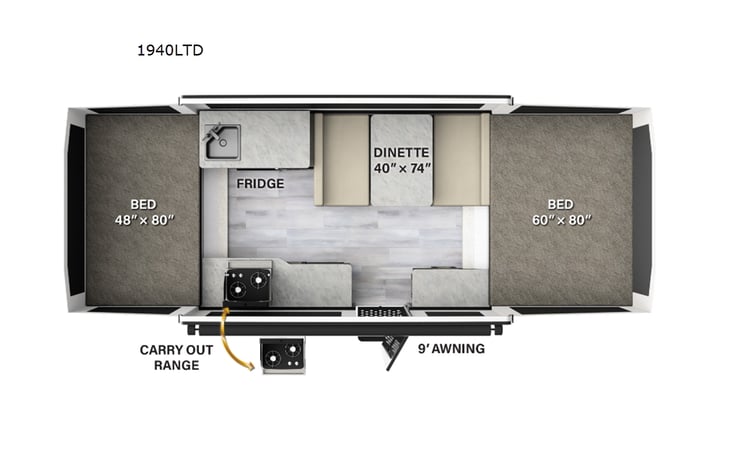 Representative floor plan provided by a trusted RVshare partner.