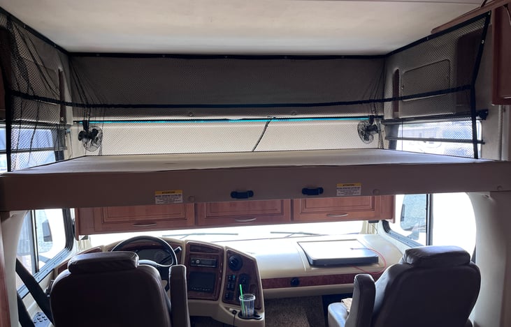 Over cab bunk sleeps 2 comfortably