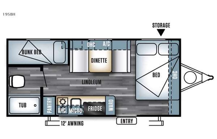 Representative floor plan provided by a trusted RVshare partner.
