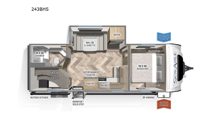 Representative floor plan provided by a trusted RVshare partner.