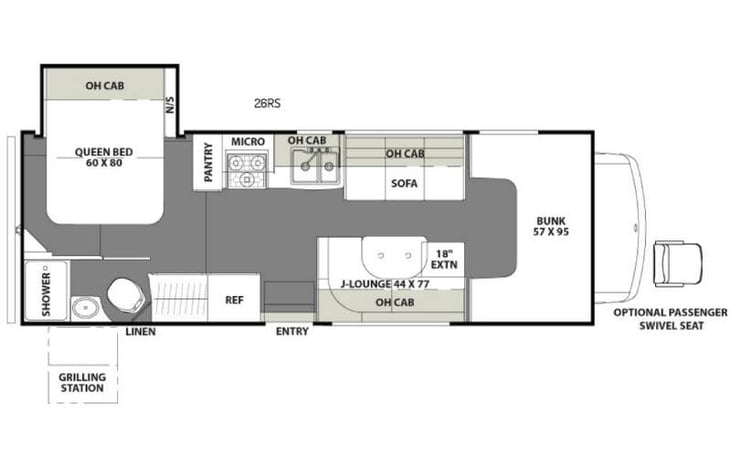 Representative floor plan provided by a trusted RVshare partner.