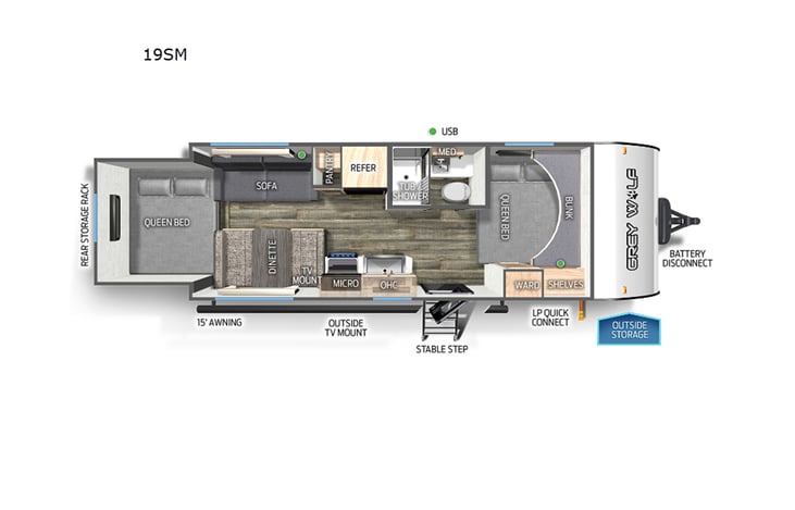 Representative floor plan provided by a trusted RVshare partner.