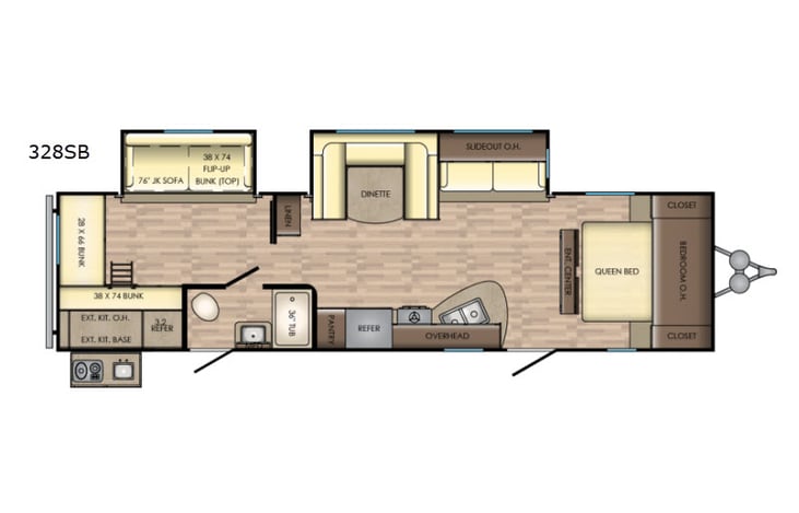 Representative floor plan provided by a trusted RVshare partner.