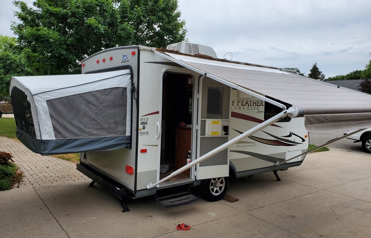 Camper open with canopy