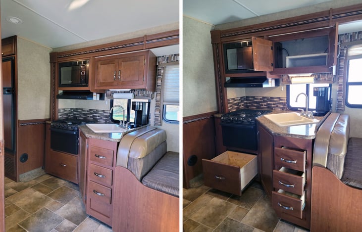 3-Burner Gas Cooktop with Oven & Microwave