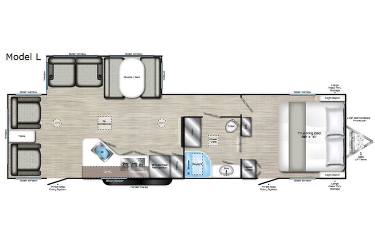 Representative floor plan provided by a trusted RVshare partner.