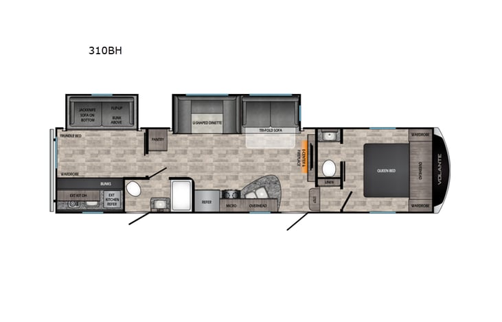 Representative floor plan provided by a trusted RVshare partner.