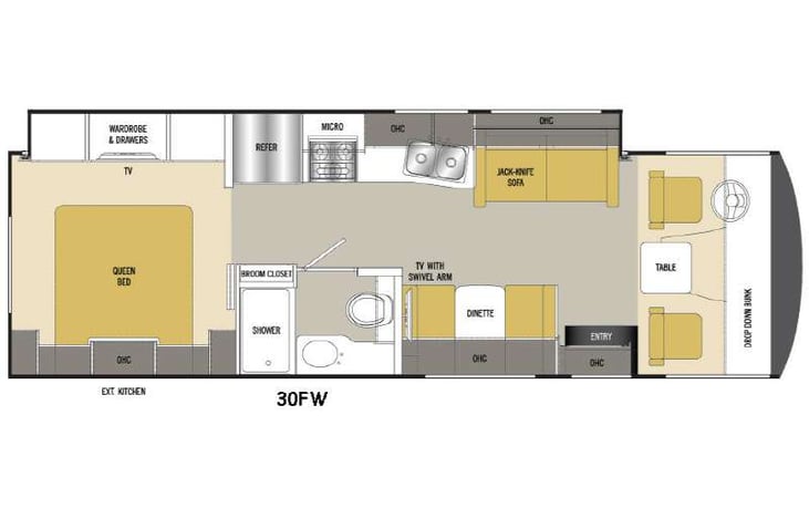 Representative floor plan provided by a trusted RVshare partner.