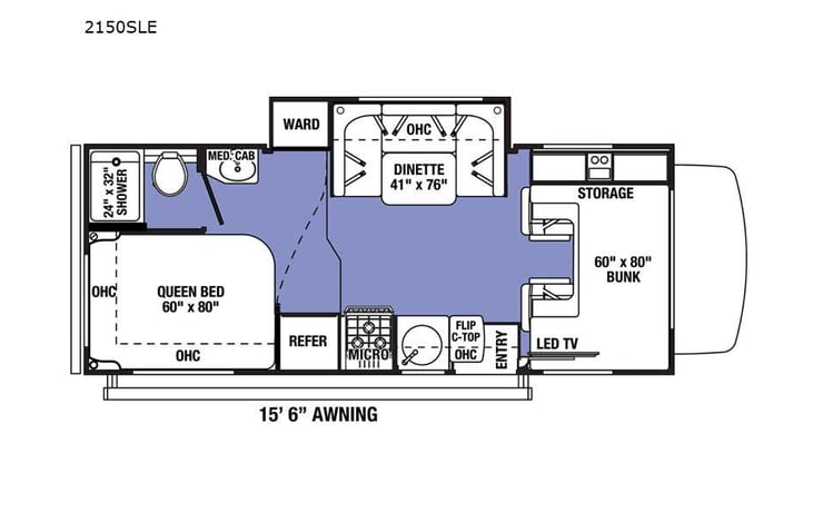 Representative floor plan provided by a trusted RVshare partner.