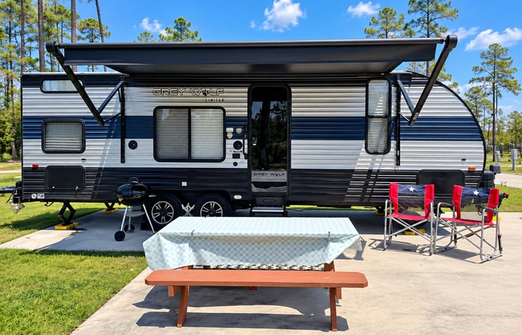 Outside, side view.