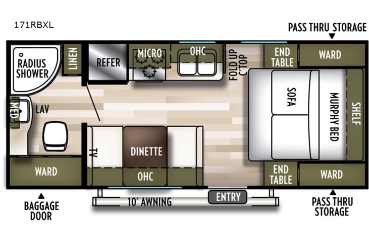 Representative floor plan provided by a trusted RVshare partner.