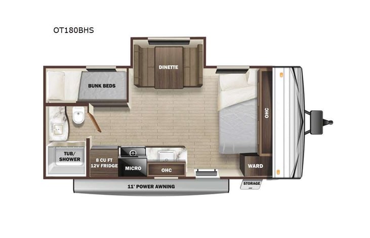 Representative floor plan provided by a trusted RVshare partner.