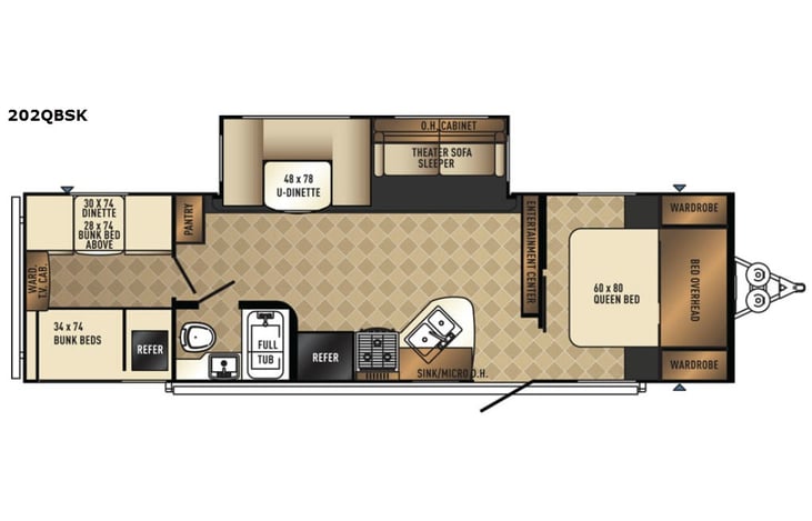 Representative floor plan provided by a trusted RVshare partner.