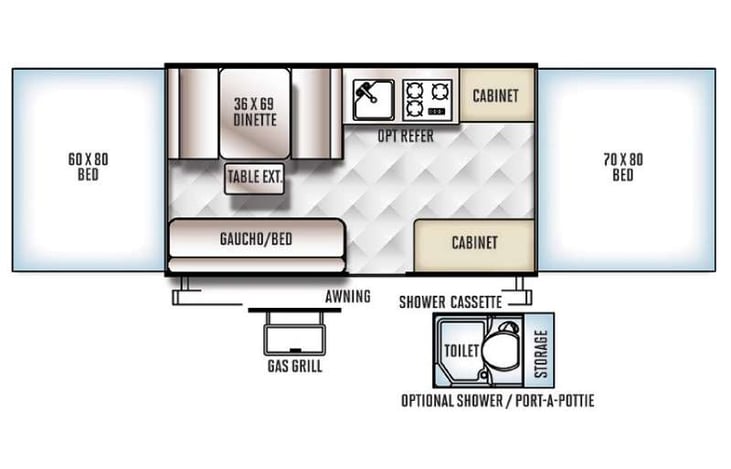 Representative floor plan provided by a trusted RVshare partner.