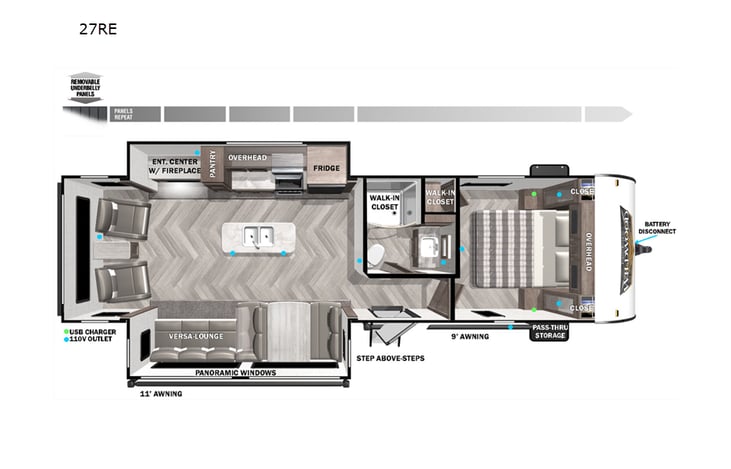 Representative floor plan provided by a trusted RVshare partner.