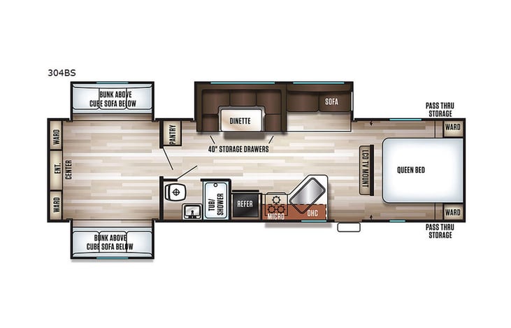 Representative floor plan provided by a trusted RVshare partner.