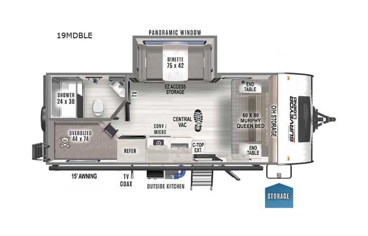 Representative floor plan provided by a trusted RVshare partner.