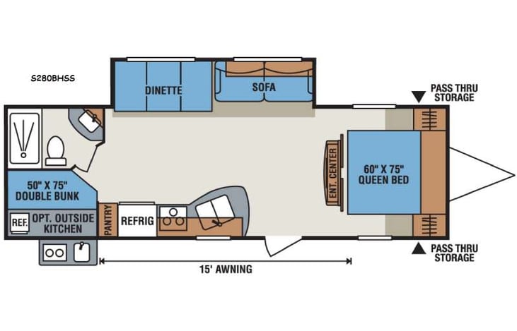 Representative floor plan provided by a trusted RVshare partner.