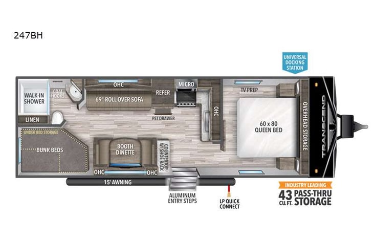 Representative floor plan provided by a trusted RVshare partner.