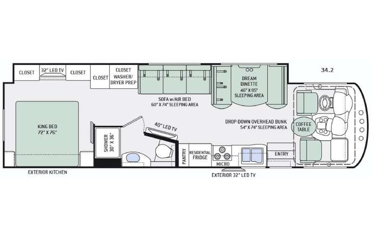 Representative floor plan provided by a trusted RVshare partner.