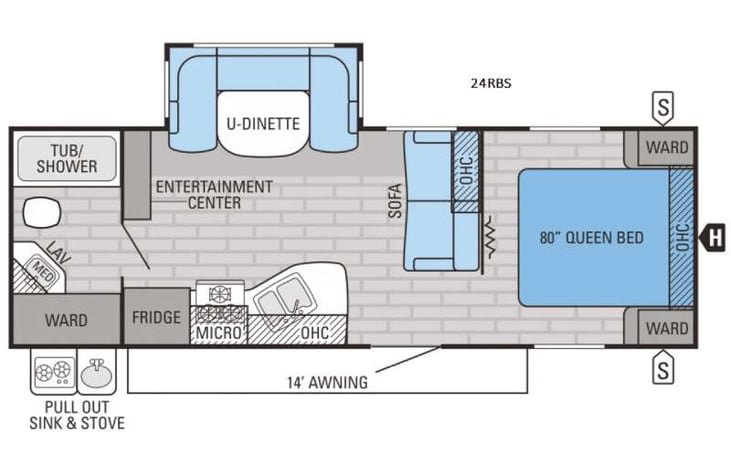 Representative floor plan provided by a trusted RVshare partner.