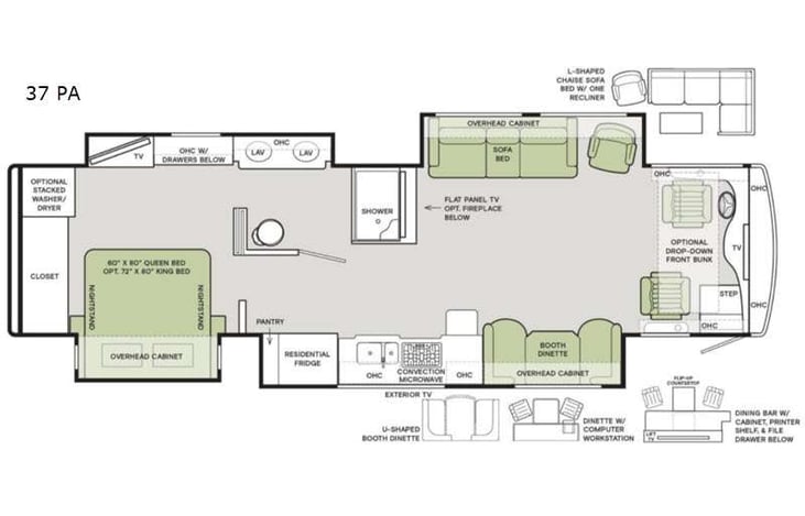 Representative floor plan provided by a trusted RVshare partner.