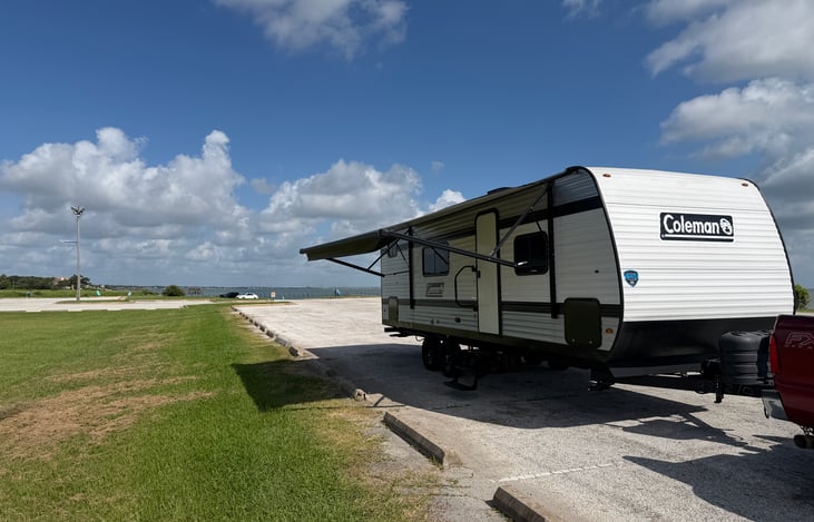 Your outdoor living room! Fire up the grill under the massive power awning and LED lights