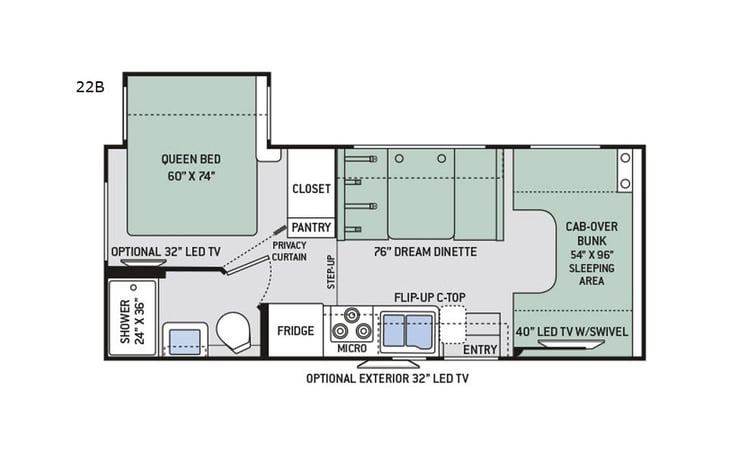 Representative floor plan provided by a trusted RVshare partner.