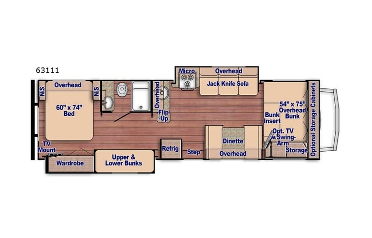 Representative floor plan provided by a trusted RVshare partner.