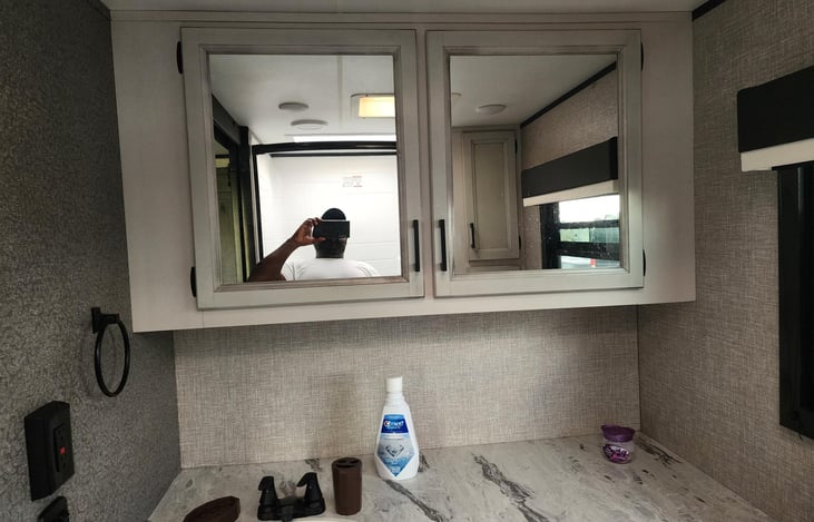 A lot of bathroom counter space