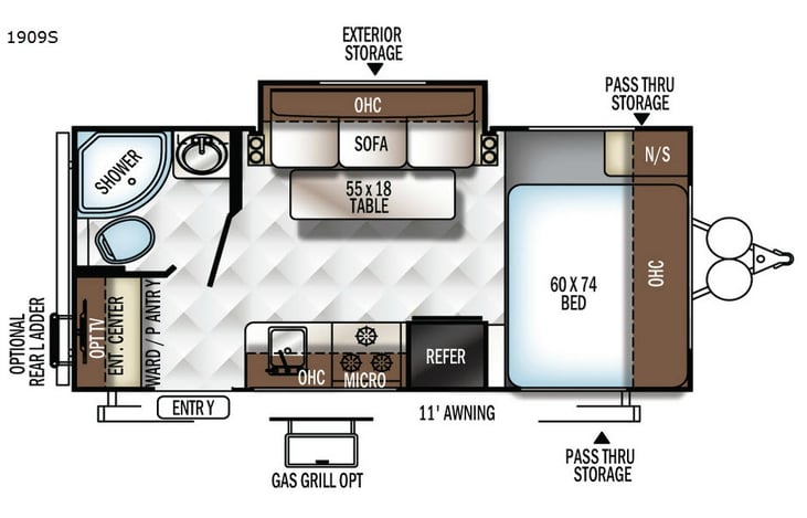 Representative floor plan provided by a trusted RVshare partner.