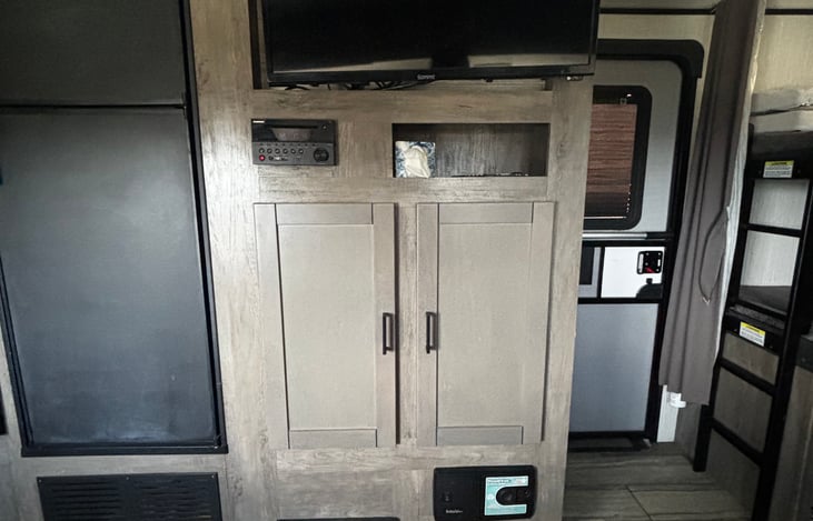 Entertainment center.  TV, dvd/Blu-ray, Music indoor and outdoor