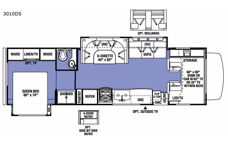 Representative floor plan provided by a trusted RVshare partner.