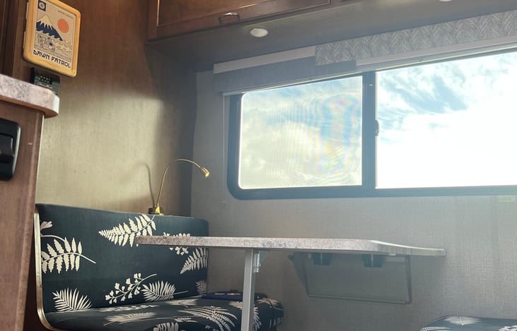 Dinette area that can sleep one adult or two children. Double bed.