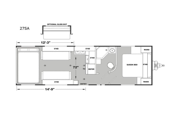 Representative floor plan provided by a trusted RVshare partner.