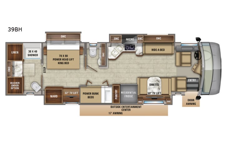 Representative floor plan provided by a trusted RVshare partner.