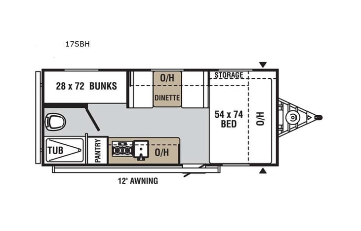 Representative floor plan provided by a trusted RVshare partner.