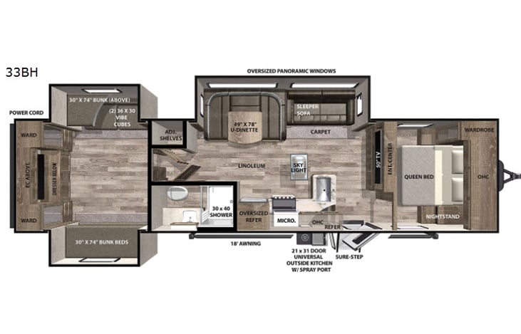 Representative floor plan provided by a trusted RVshare partner.