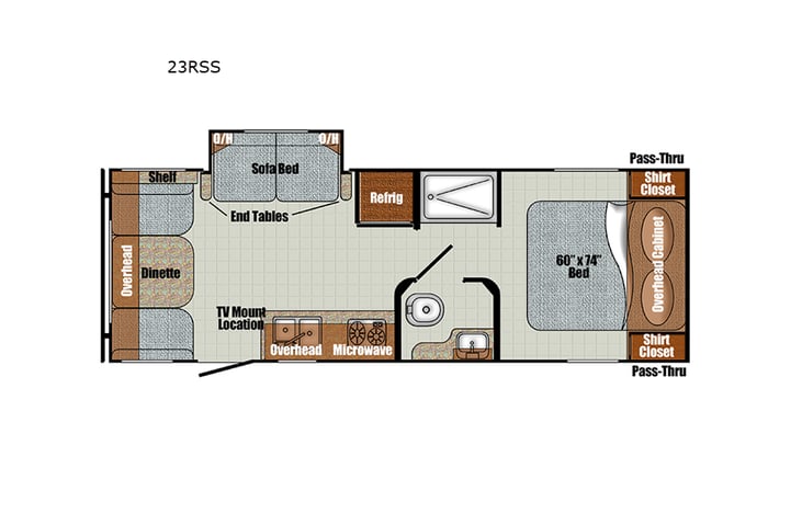 Representative floor plan provided by a trusted RVshare partner.