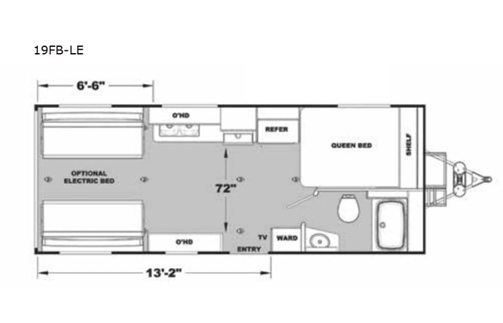 Representative floor plan provided by a trusted RVshare partner.