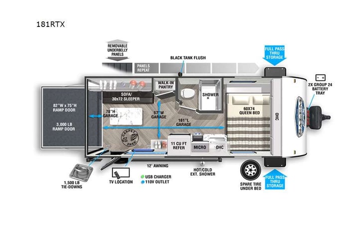 Representative floor plan provided by a trusted RVshare partner.
