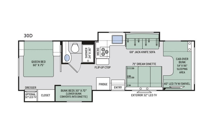 Representative floor plan provided by a trusted RVshare partner.