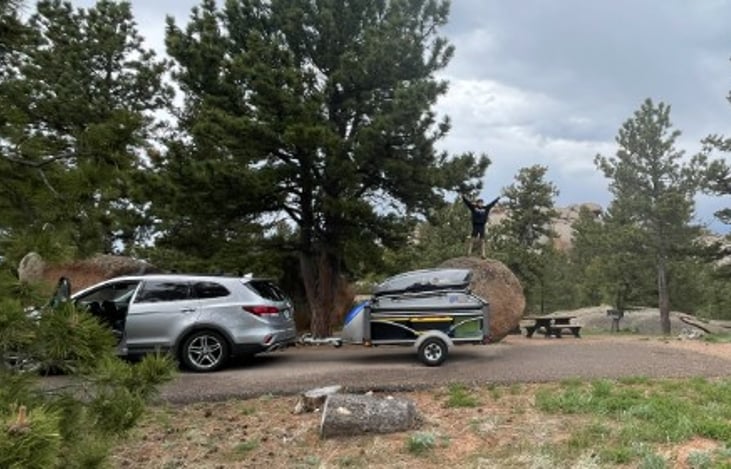 Travel mode. Super light and easy on fuel; almost any vehicle can tow.