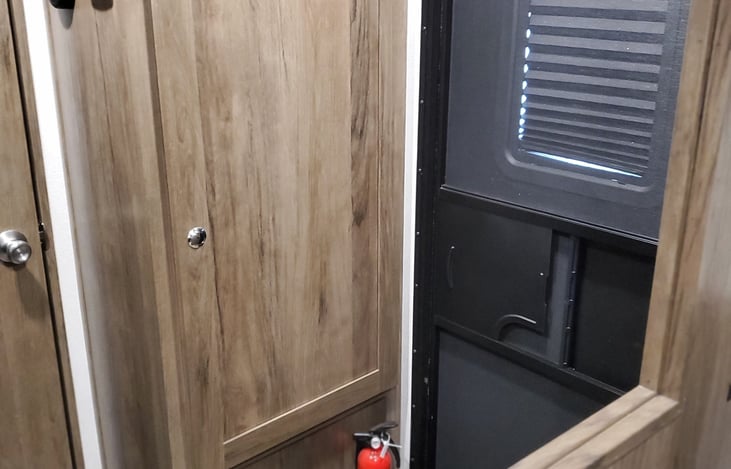 Trailer door and storage
