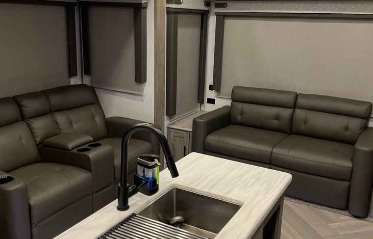 Double reclining sofa and pull out couch