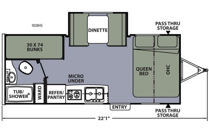Representative floor plan provided by a trusted RVshare partner.