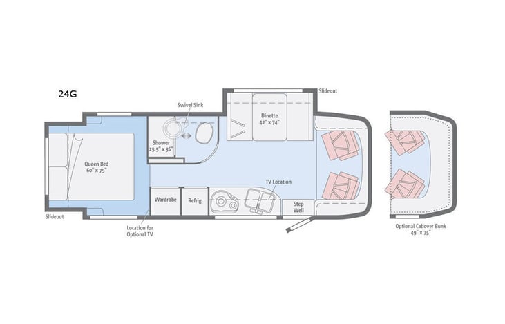 Representative floor plan provided by a trusted RVshare partner.