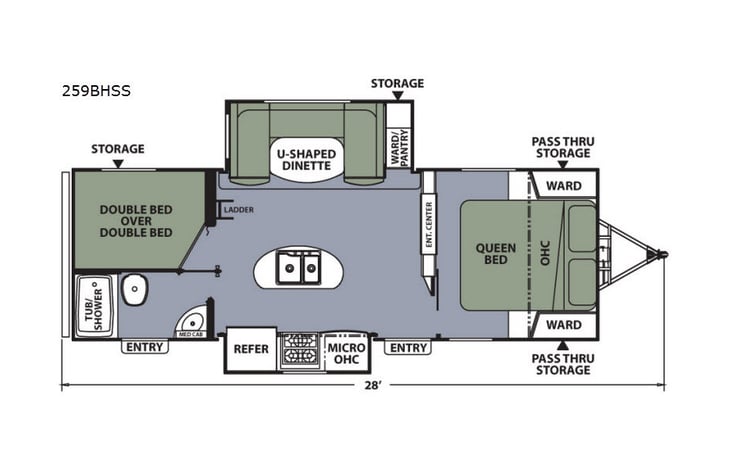 Representative floor plan provided by a trusted RVshare partner.