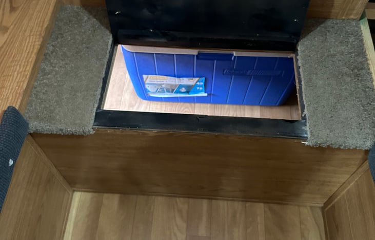 Laundry chute if desired or access to cooler