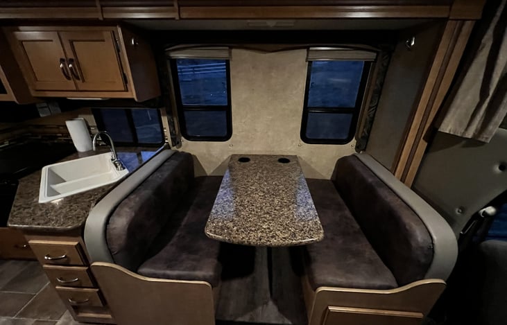 Dining area converts to a bed.